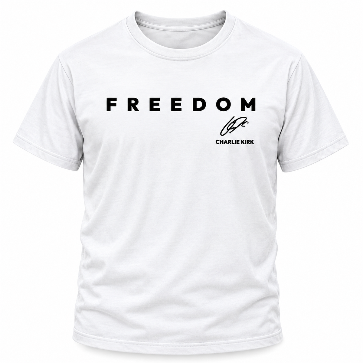 FREEDOM CHARLIE KIRK SIGNATURE T-SHIRT - GRAY