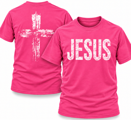 JESUS / CROSS T-SHIRT - PINK