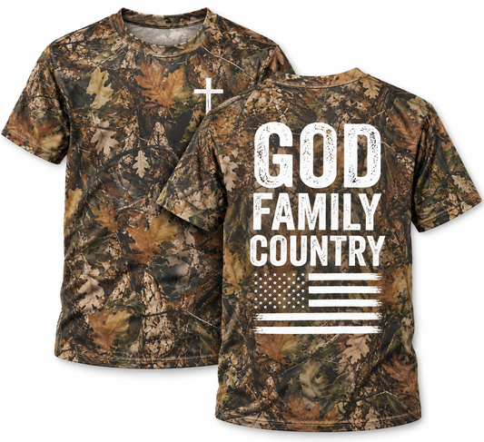 GOD FAMILY COUNTRY T-SHIRT - CAMO