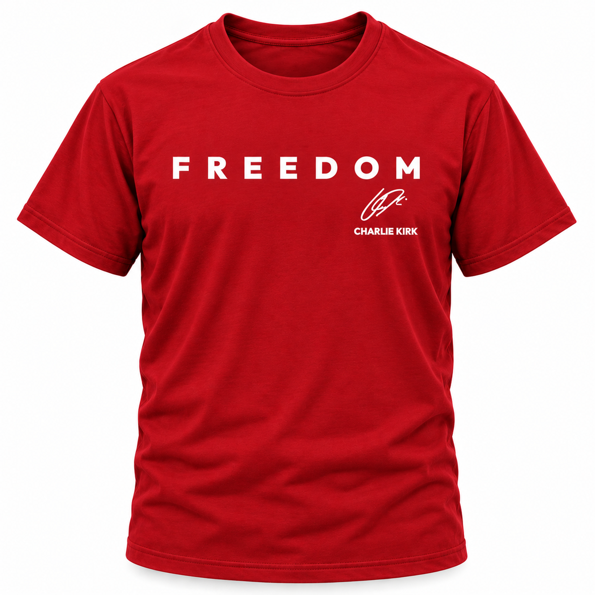 FREEDOM CHARLIE KIRK SIGNATURE T-SHIRT - RED