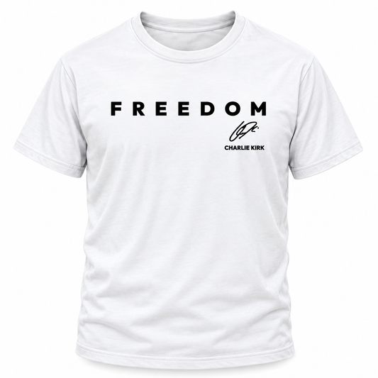 FREEDOM CHARLIE KIRK SIGNATURE T-SHIRT - WHITE